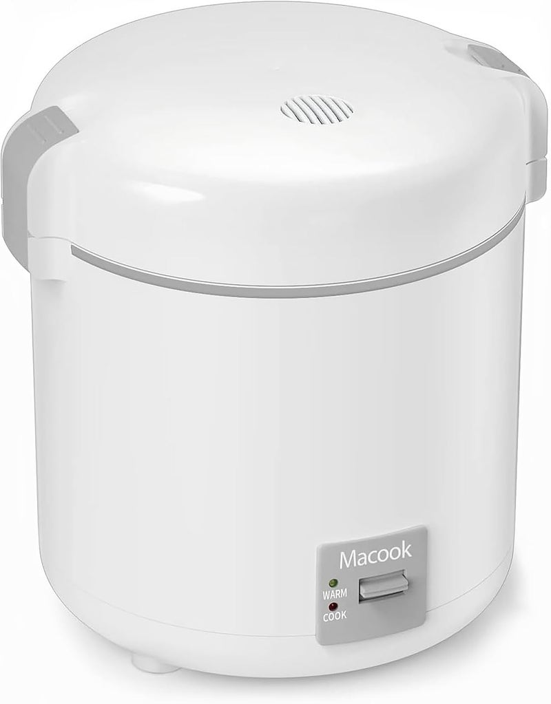 Macook Rice Cooker Small 1-1.5 Cups Uncooked(3 Cups Cooked), Mini Rice Cooker with Removable Nonstick Pot, One Touch&Keep Warm Function, Travel Rice Cooker for Soup Grain Oatmeal Veggie, White - Image 1